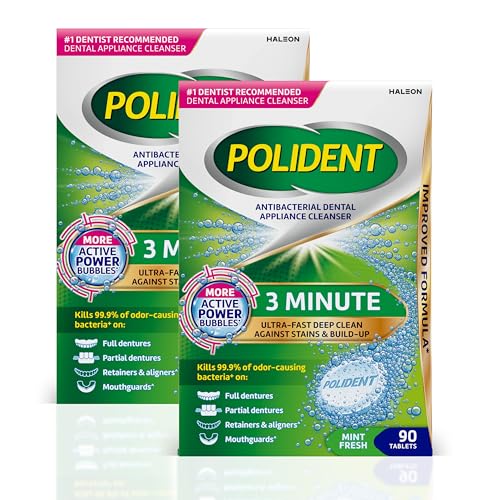 Tabletas Limpiadoras Antibacterianas para Prótesis Dentales Polident, 90 Contenidos (Paquete de 2) - imagen 2