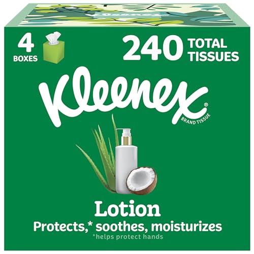 Kleenex Pañuelos Faciales con Loción y Aceite de Coco, 4 Cajas Cubo, 60 Pañuelos por Caja, 3 Capas - imagen 6