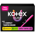 U by Kotex Click Paquete Múltiple de Tampones Compactos, Absorbencia Regular/Súper, Sin Fragancia, 45 Piezas - imagen 1