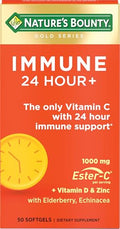 Nature's Bounty Inmunidad 24 Horas +, Vitamina C Ester-C 1000 mg, D y Zinc, Libre de Gluten, Cápsulas de Liberación Rápida, 50 Cápsulas - imagen 1