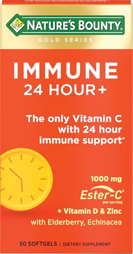 Nature's Bounty Inmunidad 24 Horas +, Vitamina C Ester-C 1000 mg, D y Zinc, Libre de Gluten, Cápsulas de Liberación Rápida, 50 Cápsulas - imagen 1