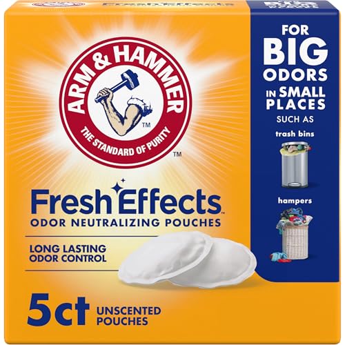 ARM & HAMMER Pouches de Bicarbonato Neutralizador de Olores, Absorbedor Sin Fragancia para Zapatos, Autos, Hogar y Espacios Pequeños, 5 Piezas - imagen 1