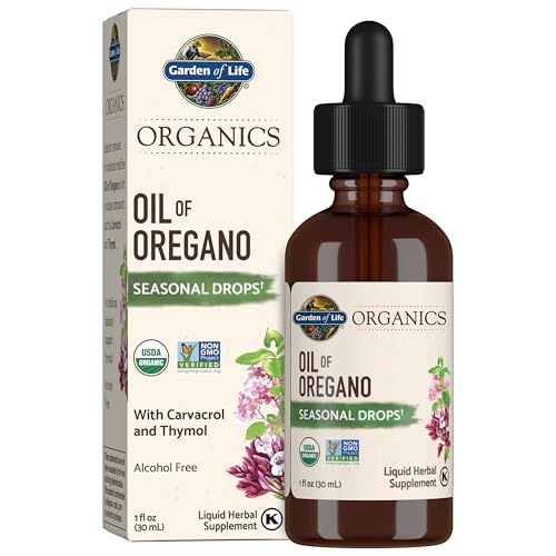 Garden of Life Organics Aceite de Orégano Gotas Estacionales 1 fl oz (30 mL) Líquido, Soporte Inmunológico a Base de Plantas - Sin Alcohol, Orgánico, - imagen 1
