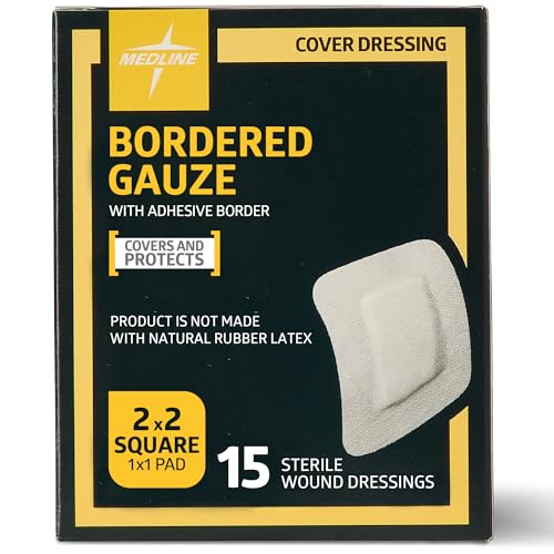Gasa con Bordes Medline, 2 x 2 Vendaje Adhesivo Estéril para Heridas, Paquete de 15 Unidades - imagen 3