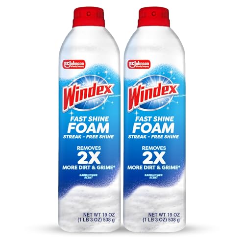 Limpiador de Vidrios en Espuma Windex Fast Shine, Spray Aerosol Sin Goteo para Ventanas, Puertas, Espejos y Mesas, Brillo Sin Rayas, 19 oz (Paquete - imagen 3