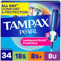 Paquete Trio de Tampax Pearl, Tampones Super/Super Plus/Ultra Absorbencia, Aplicador de Plástico Libre de BPA, Sin Fragancia, 34 Piezas - imagen 1