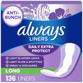 Always Protectores Diarios para Mujeres Anti-Bunch Xtra Protección, Largos, Sin Fragancia, 136 Piezas - imagen 1