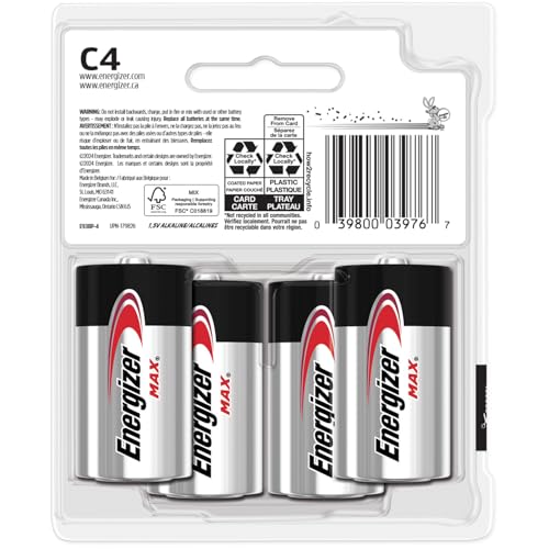 Baterías Alcalinas Energizer MAX C (Paquete de 4), Pilas C - imagen 2
