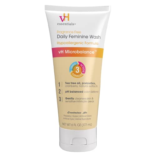 vH Essentials Jabón Femenino Diario - 6 Fl Oz - Sin Fragancia, Eliminador de Olores con Aceite de Árbol de Té, Prebióticos y Ácido Láctico para - imagen 4