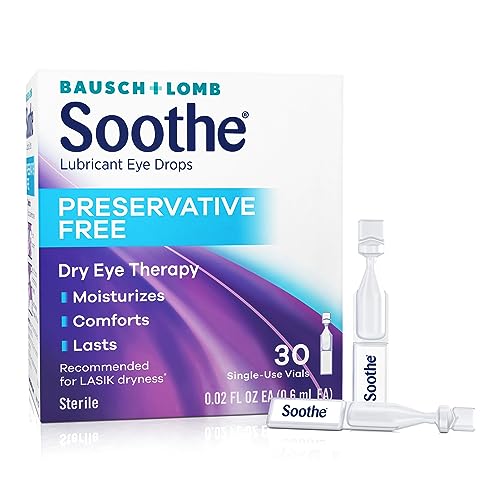 Gotas Lubricantes Soothe Sin Conservadores, Alivio para Ojos Secos, Hidratantes, Rápido y Suave para Ojos Sensibles y Sequedad Post-LASIK, 30 Viales - imagen 3