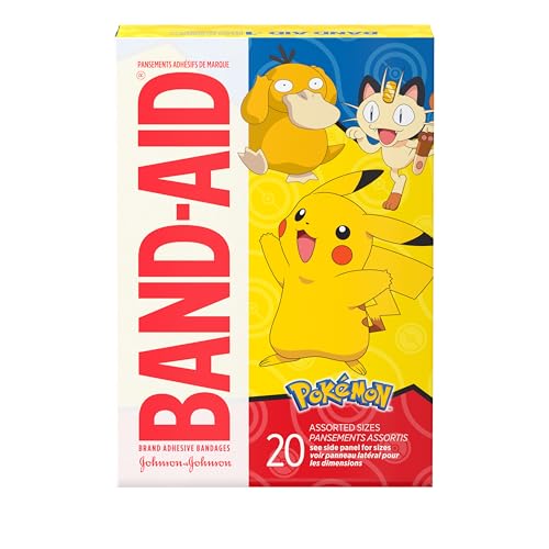 Curitas Band-Aid para Cortes y Raspones, Cuidado de Heridas con Personajes de Pokémon para Niños, Tamaños Variados, 20 piezas - imagen 3