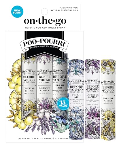 Poo-Pourri Spray para el Baño Antes de Ir, Pack de 3 Variedades, 0.34 Fl Oz, Desodorante de Olores con Aceites Esenciales, Tamaño Aprobado por la TSA - imagen 1