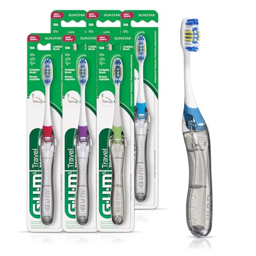 Cepillo de Dientes Plegable GUM para Adultos, Cepillo Compacto de Cerda Suave con Raspador de Lengua, 1 Unidad (Paquete de 6) - imagen 5