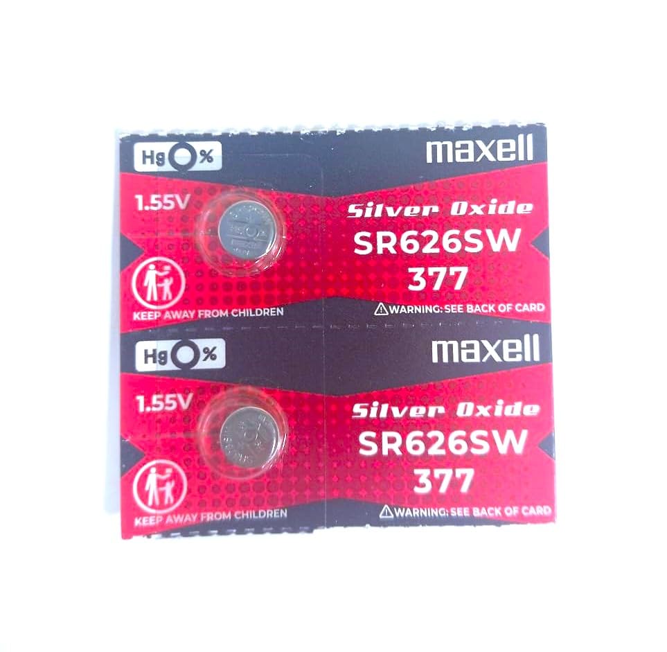 2 x Batería de Reloj de Óxido de Plata MAXELL SR626SW 377 1.55v - Original y Auténtica Maxell - imagen 1