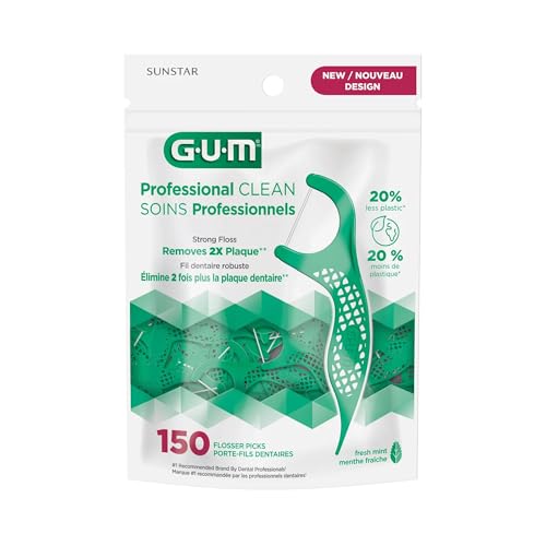 GUM Palillos de Hilo Dental Profesional, Hilo Resistente y Fuerte con Mango Antideslizante, Sabor a Menta Fresca, 150 Piezas - imagen 6