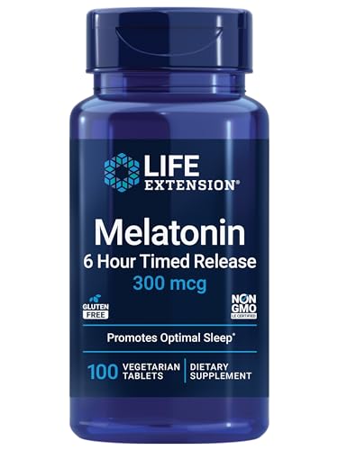 Melatonina Life Extension 300 mcg, Liberación Prolongada de 6 Horas, Apoyo Suave para el Sueño, 100 Tabletas, Libre de Gluten y No Transgénico - imagen 1