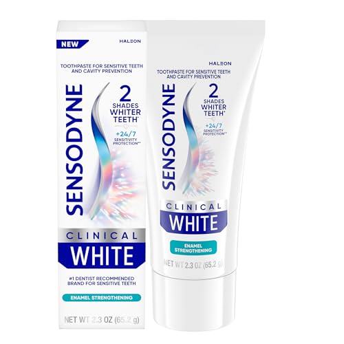 Pasta Dental Sensodyne Clinical White para Dientes Sensibles, Blanqueamiento Clínicamente Comprobado, Fortalece el Esmalte, 2.3 oz - imagen 2