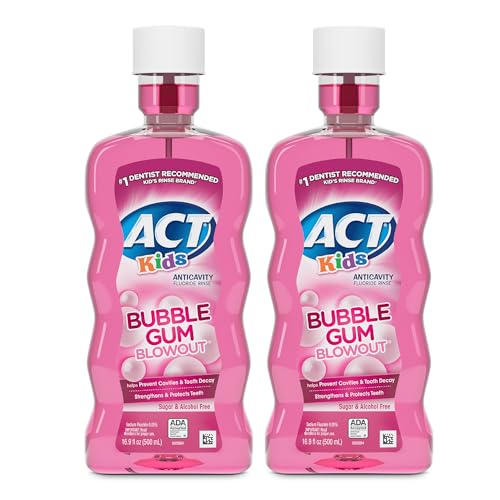 Enjuague Bucal Anticaries para Niños ACT, Sin Azúcar ni Alcohol, Fortalece los Dientes, Sabor Chicle, 16.9 fl. oz., Paquete de 2 - imagen 3