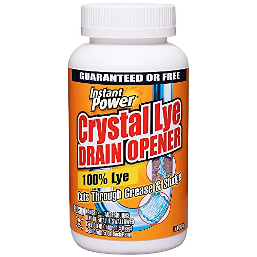 Abridor de Drenajes Instant Power Crystal Lye, Hidróxido de Sodio, Desatasca Lavabos de Baño y Cocina, Drenajes, Tuberías de Ducha 1 lb - imagen 5