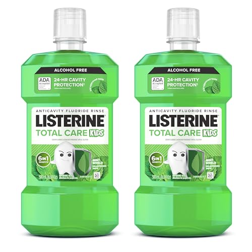 Enjuague Bucal Listerine Total Care para Niños, Aceptado por la ADA, Sin Alcohol, Anticaries con Flúor, Sabor Menta, Paquete Doble, 2 x 500 mL - imagen 2