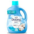 Suavizante de Telas Downy Soft 2 en 1, Frescura y Suavidad, Algodón Fresco, 100 oz, 136 Cargas, Acondicionador Líquido para Ropa - imagen 1