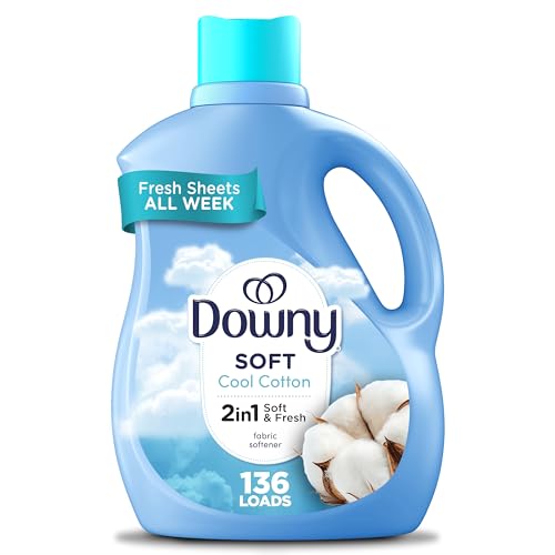 Suavizante de Telas Downy Soft 2 en 1, Frescura y Suavidad, Algodón Fresco, 100 oz, 136 Cargas, Acondicionador Líquido para Ropa - imagen 6