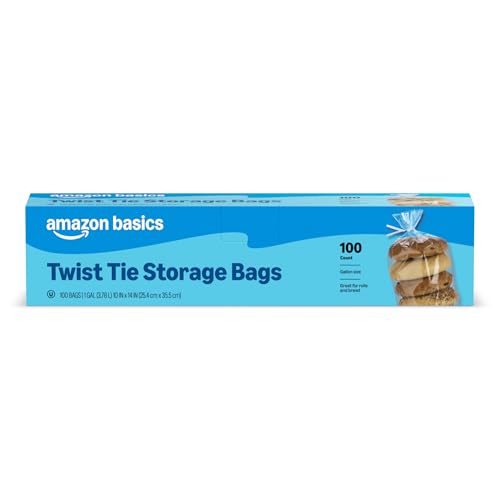 Bolsas de Almacenamiento con Cierre Twist de Basics, Tamaño Galón, Perfectas para Pan y Bollos, Paquete de 100 Unidades - imagen 2