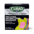 Curad Serie de Rendimiento, Vendajes Antibacterianos para Codos y Rodillas, 3 x 3, Paquete de 10 unidades - imagen 1