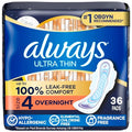 Toallas Femininas Siempre Ultra Delgadas con Alas para Mujeres, Tamaño 4, Absorción Nocturna, Sin Fragancia, Hasta 100% de Comodidad a Prueba de - imagen 1