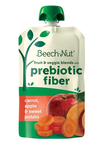 Beech-Nut Mezclas de Frutas y Verduras con Fibra Prebiótica, Etapa 4, zanahoria, manzana y batata, Comida para Niños, Bolsa de 3.5 oz - imagen 3