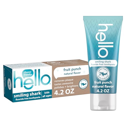 Pasta Dental para Niños Hello Smiling Shark Sin Flúor, Sabor Natural de Fruta, Tubo de 4.2 Oz - imagen 5