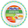 Platos de Papel Compostables Hefty Pequeños de 6 Pulgadas, 40 Piezas, Desechables para Postres y Aperitivos, Resistentes a la Humedad, Apta para - imagen 1
