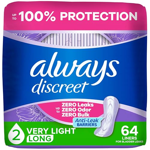 Always Discreet Protectores Diarios para Incontinencia Femenina, Talla 2, Absorción Muy Ligera, Largo, Protección hasta 100% contra Fugas, 64 Piezas - imagen 2