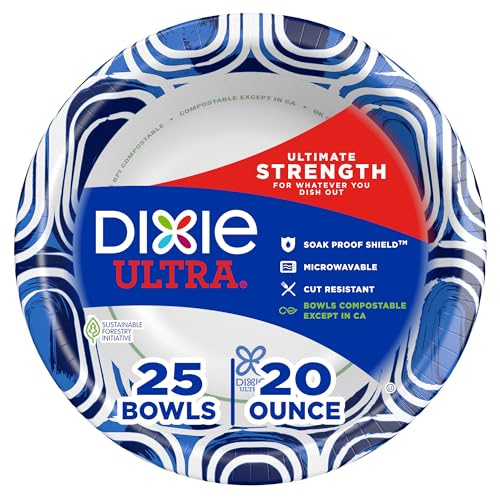 Tazones de Papel Dixie Ultra Grandes, 20 Oz, 25 Piezas, Apto para Microondas, Compostables y Desechables, Ideales para Desayuno, Comida y Cena - imagen 6