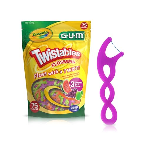 Hilo Dental GUM Crayola Twistables para Niños con Flúor, 75 Piezas, Sabores Frutales Divertidos, Ideal para Manos Pequeñas, A partir de 3 Años - imagen 5