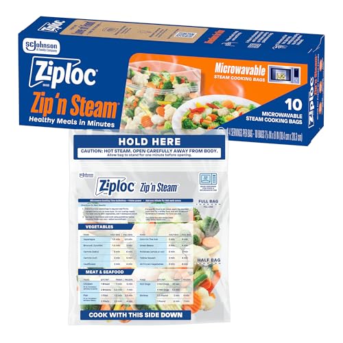 Cajas de Almacenamiento Ziploc Zip 'n Steam para Preparar Comidas Saludables en Minutos, Apto para Microondas, Paquete de 10 - imagen 5
