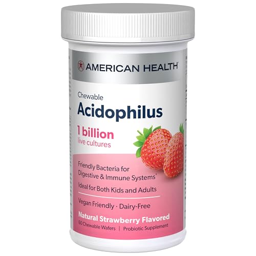 Tabletas Masticables American Health Acidophilus, 1 Billón de Cultivos Vivos, Bacterias Beneficiosas para Digestión e Inmunidad, Fresa, 60 Unidades - imagen 3