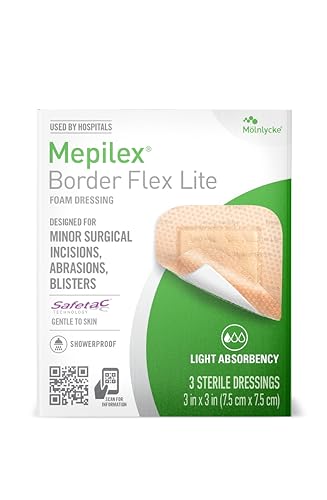 Mepilex Border Flex Lite 3 x 3 in (7.5x7.5 cm) Vendas Hospitalarias para Incisiones Quirúrgicas Menores, Abrasiones y Ampollas, Uso de Varios Días - imagen 1