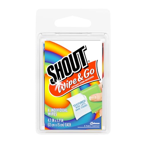 Toallitas Shout, Quitamanchas Instantáneo, Eliminador de Manchas y Suciedad para Llevar, 4 Toallitas (Paquete de 1) - imagen 1