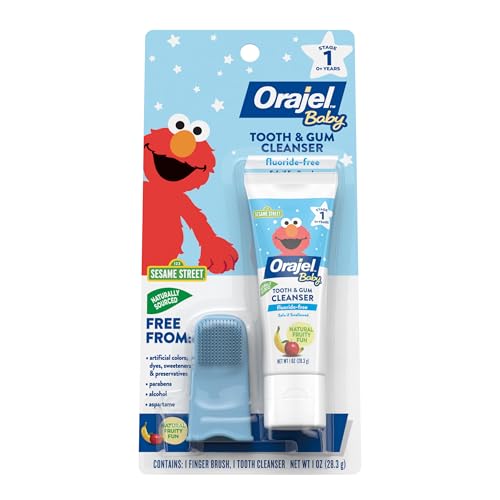 Limpiador de Dientes y Encías Orajel Baby Elmo sin Flúor, 1 Cepillo de Dedo, 1 Pasta Dental 1oz; #1 Recomendado por Pediatras - imagen 4