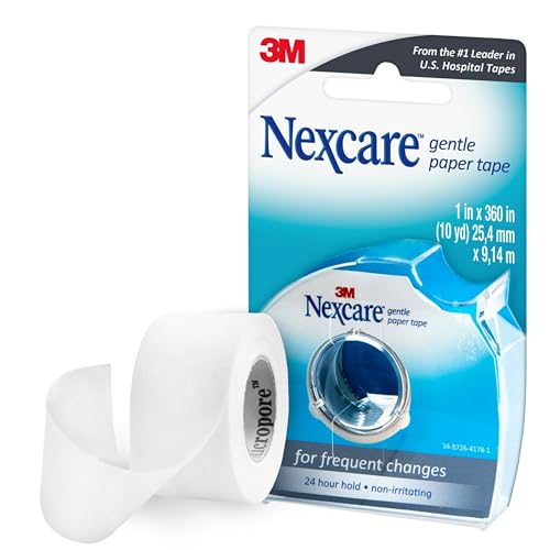 Dispensador de Cinta Médica Nexcare Gentle Paper Tape, 1 pulg x 10 yd, Sujeta Vendajes y se Retira Suavemente - 1 Dispensador - imagen 1