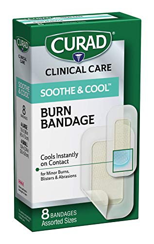 Curad Soothe & Cool Curitas para Quemaduras, Enfriamiento Instantáneo, Tamaños Variados, Paquete de 8 - imagen 3