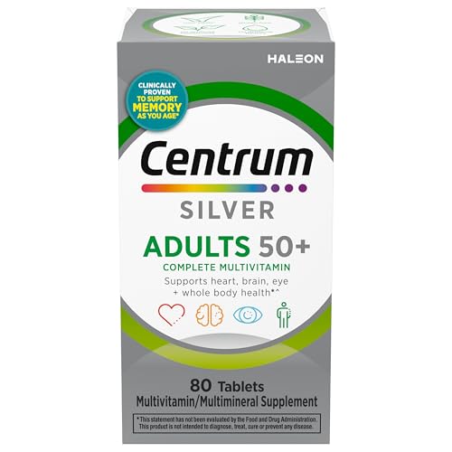 Centrum Silver Multivitamínico para Adultos 50+, Suplemento con Vitamina D3, Vitaminas B, Calcio y Antioxidantes, 80 Tabletas, Libre de Gluten y No - imagen 5