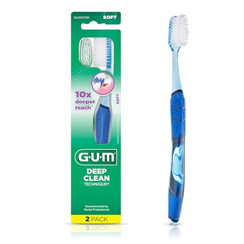 Cepillo de Dientes GUM Deep Clean Technique para Adultos con Cerdas Ultra Finas y Suaves, Alcance Profundo, Cabezal Completo, Paquete de 2 - imagen 3