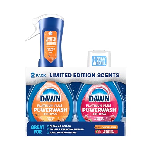 Dawn Powerwash Spray, Jabón para Trastes, Kit Inicial + Recarga, Sabor Calabaza y Arándano Glaseado, 2x16 Fl Oz - imagen 6