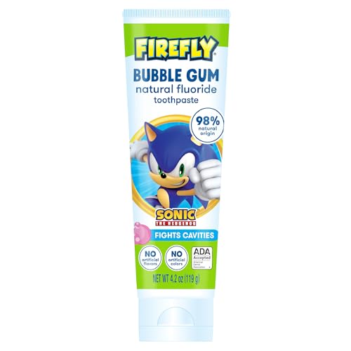 Pasta Dental Natural con Flúor Anticaries para Niños Firefly, Sonic The Hedgehog, Sabor Chicle, Aceptada por la ADA, 4.2 OZ - imagen 3