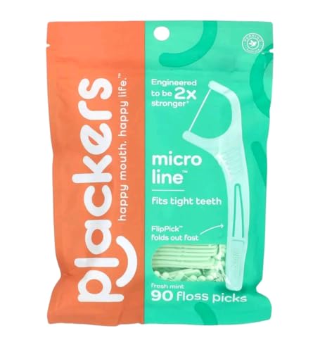 PLACKERS Micro Mint - Flossers Dentales de Menta, 90 Piezas para Refrescar el Aliento - imagen 2
