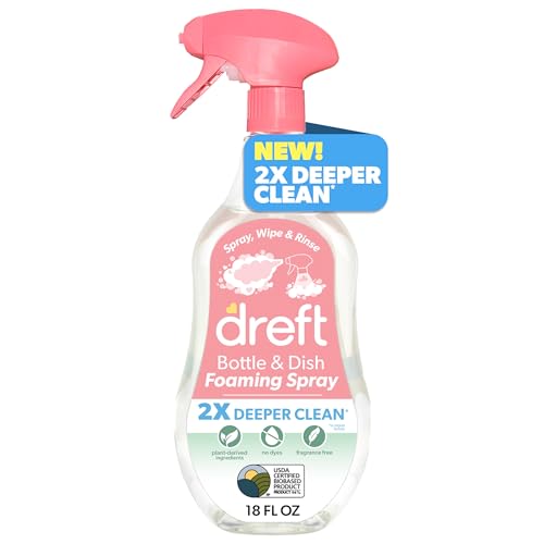 Dreft Spray Limpiador Espumoso para Biberones y Platos de Bebé, Fórmula a Base de Plantas, 18 Fl Oz - imagen 5