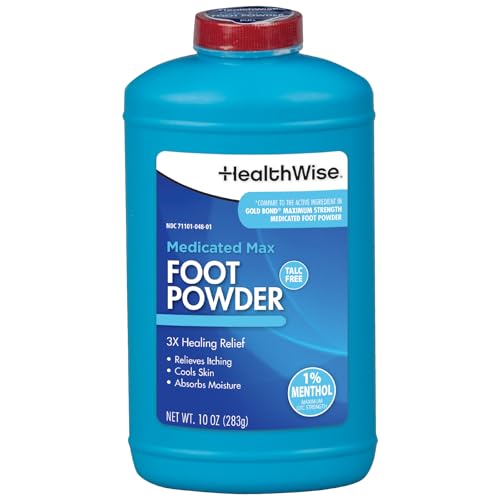 Polvo Medicado HealthWise para Pies de Máxima Fuerza | 1% Mentol | Libre de Talco | Alivio Sanador Antipicazón | Enfría la Piel | Absorbe la Humedad - imagen 3