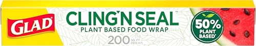 Funda Plástica Glad Cling N Seal 50% a Base de Plantas, Sello Hermético, 200 Pies Cuadrados (Paquete de 1) - imagen 2